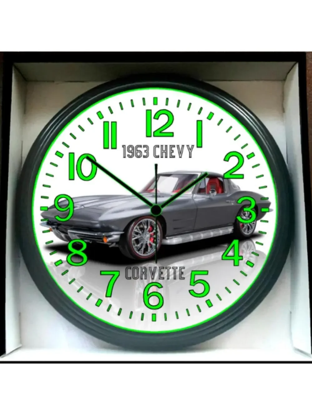 1963 Chevy Chevrolet Corvette Glow In The Dark Wall Clock New! In The Dark Wall